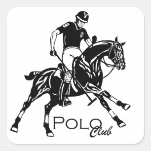 de ruiter club van de polosport vierkante sticker