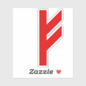 De Rune Fehu (rood) Sticker (Vel)