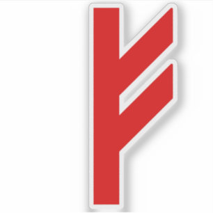De Rune Fehu (rood) Sticker