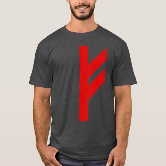 De Rune Fehu (rood) T-shirt (Voorkant)