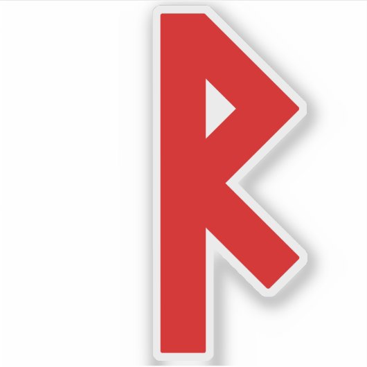 De Rune Raidho (rood) Sticker (Voorkant)