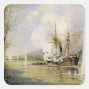 De Russische Destroyer Shutka Vierkante Sticker