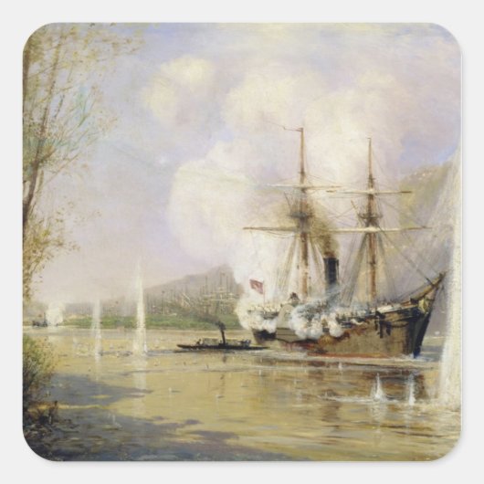 De Russische Destroyer Shutka Vierkante Sticker (Voorkant)