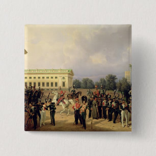 De Russische Garde in Tsarskoye Selo Vierkante Button 5,1 Cm