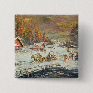 De Russische winter, 1900-10 Vierkante Button 5,1 Cm