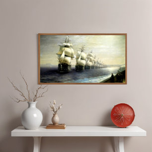 De Russische Zwarte Zeevloot op Parade, Aivazovsky Poster