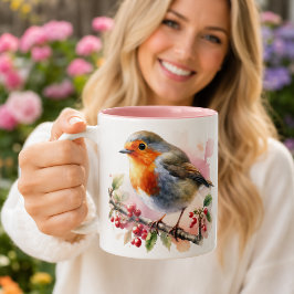 De rust van de kleine zangvogel tweekleurige koffiemok