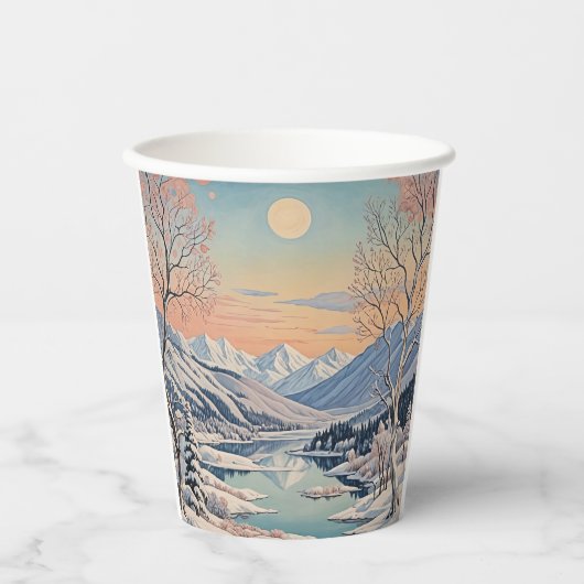 De rust van de winter papieren bekers (Voorkant)