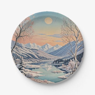 De rust van de winter papieren bordje
