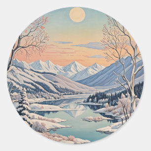 De rust van de winter ronde sticker