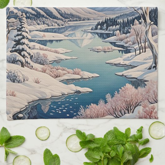 De rust van de winter theedoek (Gevouwen)