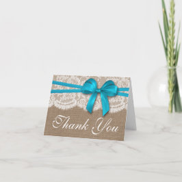 De Rustic Blue Bow Trouwcollectie Bedankkaart