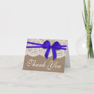De Rustic Blue Bow Trouwcollectie Bedankkaart