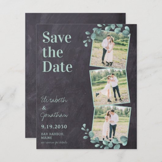 De Rustic Greenery QR de CodeFoto sparen de Datum (Voorkant / Achterkant)