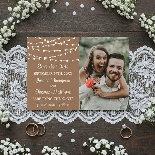 De Rustic Kraft Slingerlichten Trouwcollectie Save The Date