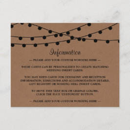 De Rustic Kraft Snaar Lichtjes Bruiloft Collectie Informatiekaartje