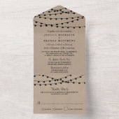 De Rustic Kraft Snaarlichten Trouwcollectie All In One Uitnodiging (Binnen)