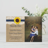 De Rustic Kraft Zonnebloem Trouwcollectie Save The Date (Staand voorkant)