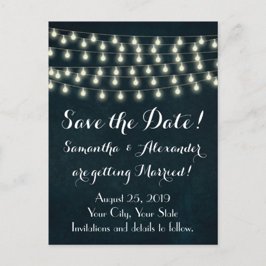 De  Rustic Lichten van het Koord sparen de Datum Aankondigingskaart (Voorkant)