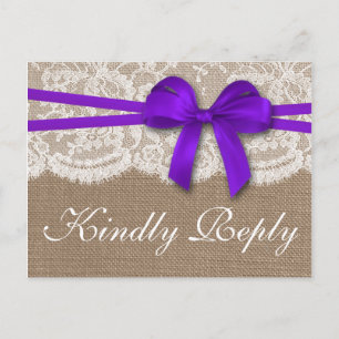 De Rustic Paarse Boog Trouwcollectie RSVP Uitnodiging Briefkaart