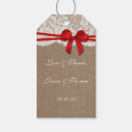 De Rustic Red Bow Collectie Labels Cadeaulabel (Voorkant)