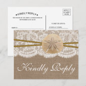 De Rustic Sand Dollar Trouwcollectie RSVP Uitnodiging Briefkaart (Voorkant / Achterkant)