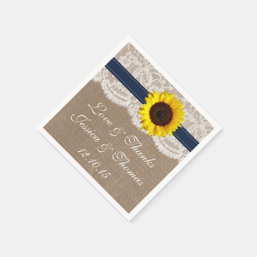 De Rustic Sunflower Trouwcollectie - Navy Servet (Hoek)