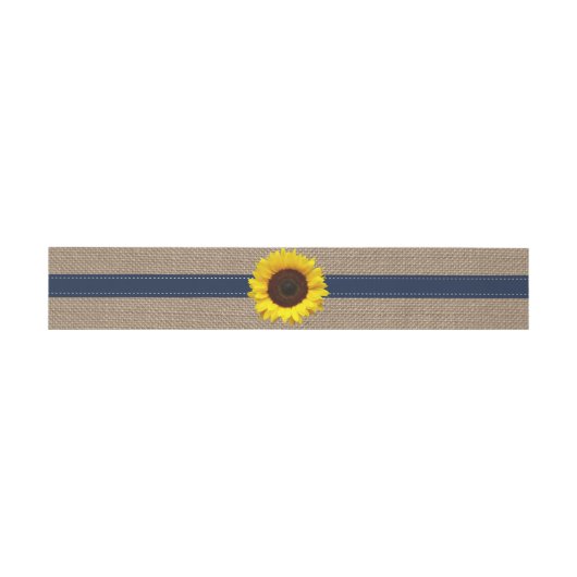 De Rustic Sunflower Trouwcollectie - Navy Uitnodigingen Wikkel (Vlak)