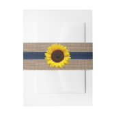 De Rustic Sunflower Trouwcollectie - Navy Uitnodigingen Wikkel (Voorkant Voorbeeld)