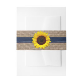 De Rustic Sunflower Trouwcollectie - Navy Uitnodigingen Wikkel