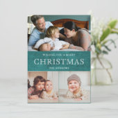 De rustieke Blauwgroen Collage van de Foto van Feestdagenkaart (Staand voorkant)