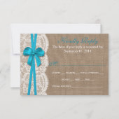 De rustieke Blue Bow Wedding Collectie RSVP-kaart RSVP Kaartje (Voorkant)
