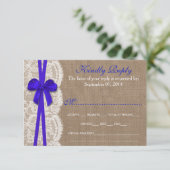 De rustieke Blue Bow Wedding Collectie RSVP-kaart RSVP Kaartje (Staand voorkant)