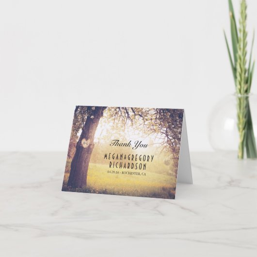 De rustieke Boom en het Houten Huwelijk van het Bedankkaart (Voorkant)