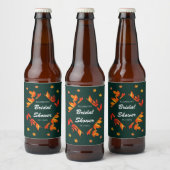 De rustieke herfstbladeren van Vrijgezellenfeest Bier Etiket (Flessen)