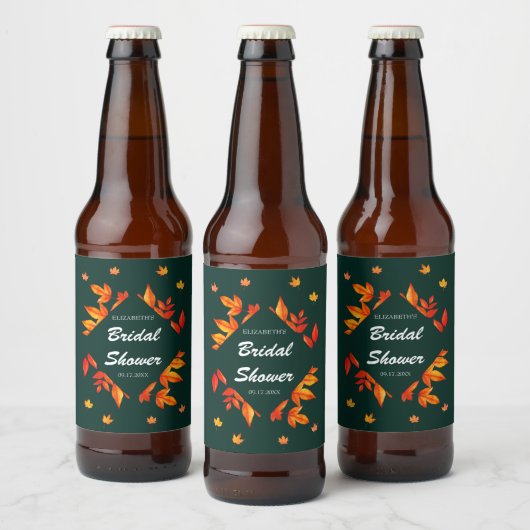 De rustieke herfstbladeren van Vrijgezellenfeest Bier Etiket (Flessen)
