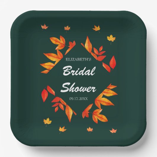 De rustieke herfstbladeren van Vrijgezellenfeest Papieren Bordje (Voorkant)