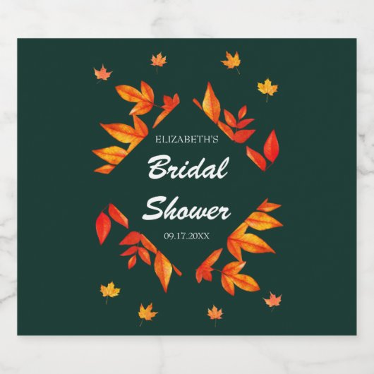 De rustieke herfstbladeren van Vrijgezellenfeest Sparkling Wijnetiket (Enkel label)