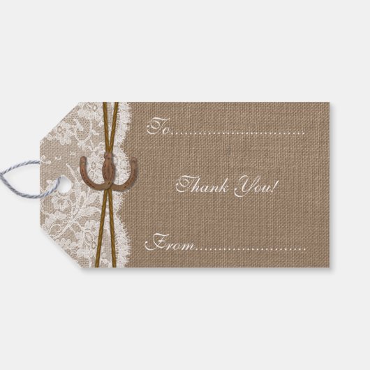 De rustieke Hoefijzer Collectie Labels Cadeaulabel (Achterkant Horizontaal)