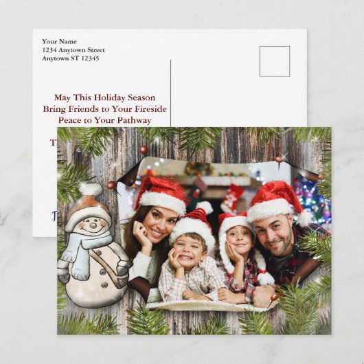 De rustieke Houten Foto van Kerstmis van het Lijst Briefkaart (Voorkant / Achterkant)