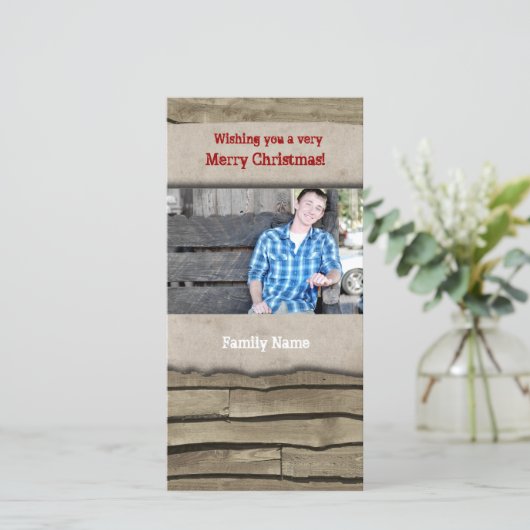 De rustieke Houten Kaart van de Foto van Kerstmis (Staand voorkant)