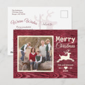 De rustieke Houten Rode Foto van de Familie van Feestdagenkaart (Voorkant / Achterkant)