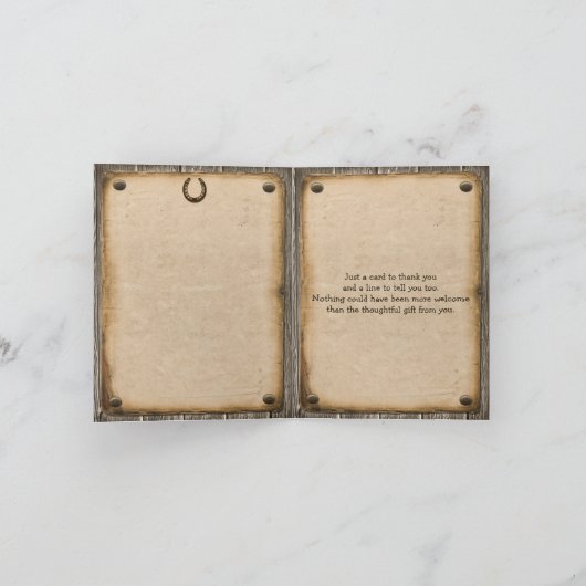 De rustieke Houten Westerne Stijl dankt u kaardt Bedankkaart (Binnen)