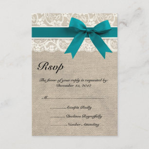 De rustieke Jute van het Kant kijkt het Turkoois RSVP Kaartje