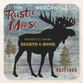 De rustieke Moose  Mercantile Adverteren Kartonnen Onderzetters (Voorkant)