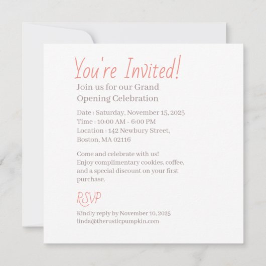 De rustieke pompoen kaart (Achterkant)