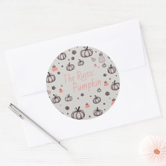 De rustieke pompoen ronde sticker (Envelop)