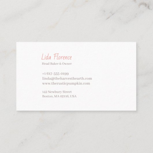 De rustieke pompoen visitekaartje (Achterkant)