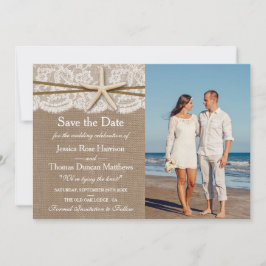 De rustieke Starfish Beach bruiloft Collectie Foto Save The Date