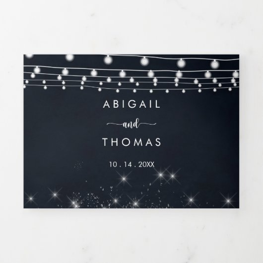 De rustieke String Lights Trifold van Bruiloft Drieluik Uitnodiging (Cover)